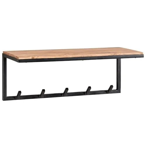 FineBuy Design Wandgarderobe aus Akazie Massivholz und Metall