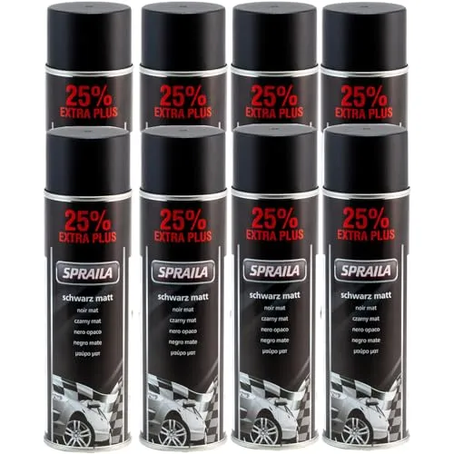 belton Spraila Schwarz Matt Sprühlack 8 x 500ml - Sprühlacke für Auto und Garten, 8 x 500ml. Schnell trocknend, kratzunempfindlich und wetterbeständig. Ideal für dekorative Lackierungen und Schutzanstriche.