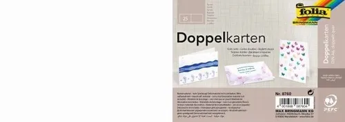 FOLIA BRIEFKARTEN DOPPELT QUER A6 25 STÜCK WEISS DOPPELKARTEN KARTEN
