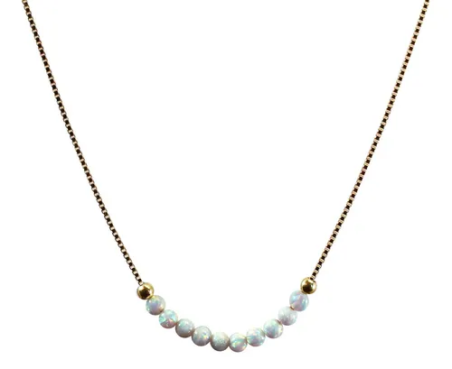 Edellis Kette mit Anhänger Halskette Mit Weißem Winzige 3mm Opal Perle Minimalistischer Schmuck