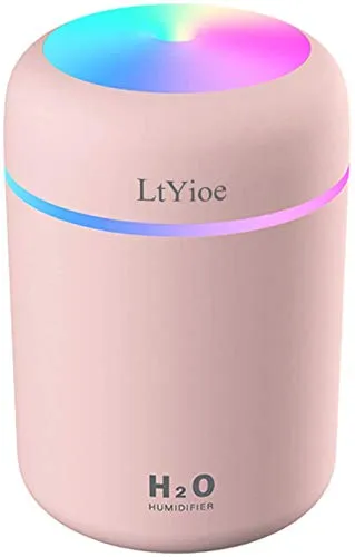 LtYioe Mini Luftbefeuchter mit buntem Nachtlicht – Tragbar und leise