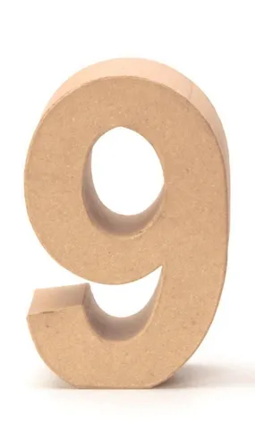 Glorex 6 2029 139 - Papp-Zahl 9, braune Pappe ca. 17,5 x 5,5 cm, ideal zum Bemalen und Bekleben für kreative Dekoideen