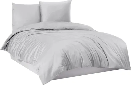 Mixibaby Flanell Feinbiber-Bettwäsche aus 100% Baumwolle - 4 Größen, Größe:200 x 200 cm, Farbe:Hellgrau