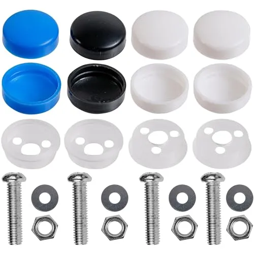 Kennzeichen Gewindeschrauben Set, 24-teilig, M5 x 20 mm, Kennzeichenbefestigung mit Abdeckkappen, Befestigung KFZ Nummernschild, Auto Kennzeichenhalter, Abdeckung Kennzeichen Schrauben Halterung Kit