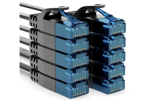 deleyCON 10x 0,5m CAT6 Flaches Netzwerkkabel 1,5mm Flachbandkabel U-UTP RJ45 LAN-Kabel