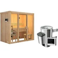 Karibu Sauna Sky 2 Naturbelassen mit Ofen 3,6 kW ext. Steuerung