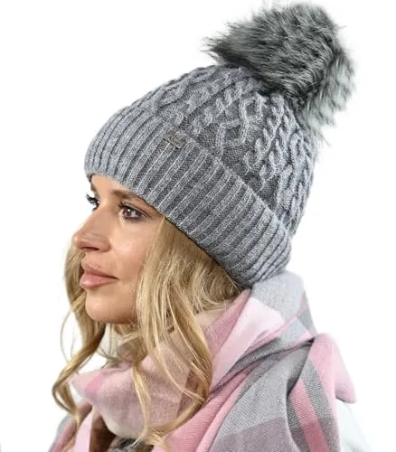 Alur Mütze Damen Beanie Wintermütze Strickmütze mit Bommel