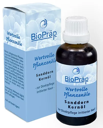 Sanddorn Kernöl 50 ml - Biopräp - Pflanzliche Heilmittel für Haar, Haut- & Nagelgesundheit, reich an natürlichem Sanddornöl aus Deutschland für optimale Pflege.