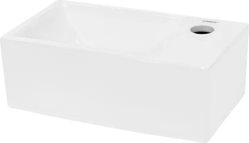 LuxeBath Aufsatzwaschbecken aus Keramik - Eckiges Waschbecken (350x205x125 mm) in elegantem Weiß, ideal für moderne Badezimmer. Hochwertige Keramik sorgt für Langlebigkeit und Pflegeleichtigkeit.