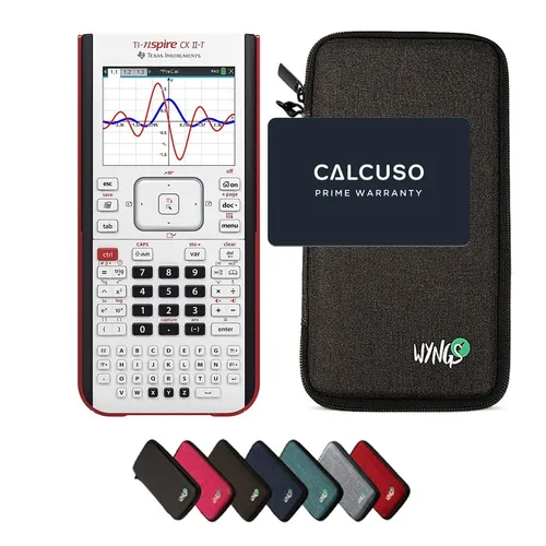 TI-Nspire CX II-T Grafikrechner mit WYNGS Schutztasche Dunkelgrau - Taschen- & Tischrechner mit hochwertiger Schutztasche, ideal für Schüler und Studenten zur einfachen Visualisierung von mathematischen Konzepten.