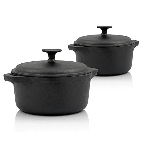 BBQ-Toro Gusseisen Cocotte 2,7L & 4L | Schwarz, rund - Pfannen | Ideal für Grill und Backofen, sorgt für zarte, saftige Gerichte mit wenig Flüssigkeit dank perfektem Deckel und gleichmäßiger Hitzeverteilung.