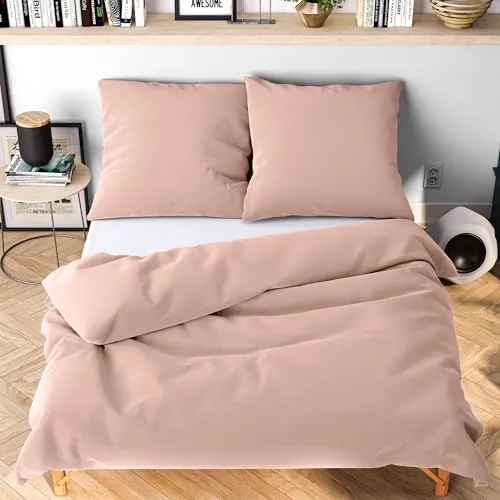 Wolkenfeld Bettwäsche 220x240 rosa - kuschlig weich & bügelfrei - Bettwäsche-Sets aus Oeko-Tex zertifizierter Supermikrofaser, unglaublich weich und pflegeleicht, ideal für gemütlichen Schlaf in jeder Jahreszeit.