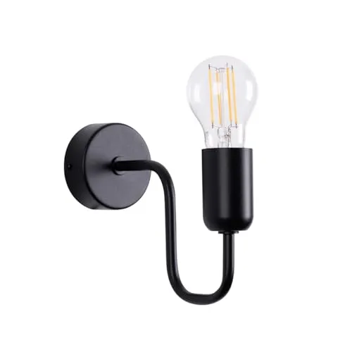 SOLLUX lighting - Wandleuchte LED - Wandlampe VECTOR - Wandbeleuchtung - LED-Lampe - Niedriger Energieverbrauch - E27, 1x max 15W LED, ~230V, 50Hz, IP20 - Schwarz - 8,5x15,5x20cm