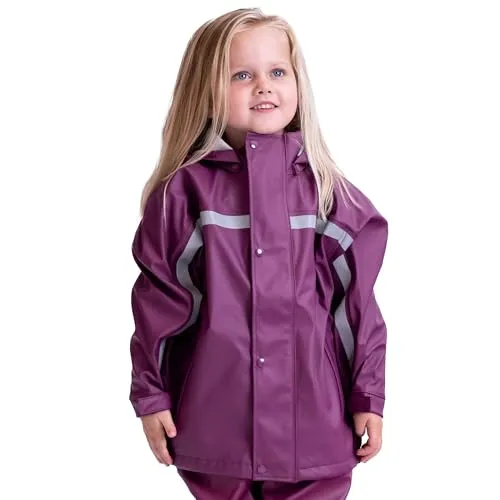 BMS Buddeljacke, Kinder Regenjacke in Beere (Größe 98) - Funktionsjacke: 100% wasserdicht mit abnehmbarer Kapuze, ideal für Kindergarten und Spiel im Freien, besonders weich und atmungsaktiv für maximalen Komfort.