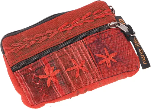 Ethno Patchwork Portemonnaie, Geldbeutel, Mäppchen - rot - 11*16*1 cm