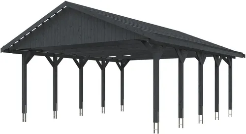 Doppelcarport SKAN HOLZ Wallgau 620 x 750 cm - Gartenhäuser, Geräteschuppen & Carports - Robuster Doppelcarport mit Satteldach und H-Pfostenankern für optimalen Schutz und Langlebigkeit.