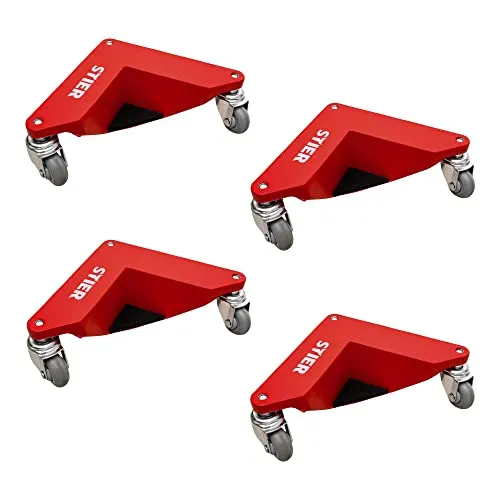 STIER Alu-Eckenroller-Set mit 100 kg Tragkraft - Lenkrollen für Möbel, ideal für den sicheren Transport von schweren Lasten mit einer Tragkraft von 100 kg und pulverbeschichteter Aluminium-Konstruktion.