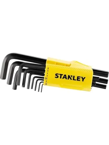 Stanley Zestaw kluczy imbusowych hex 1,5-10mm - 9-teilig - Drehmomentschlüssel, vielseitiger 9-teiliges Set mit Kugelkopf für bessere Zugänglichkeit in engen Räumen.