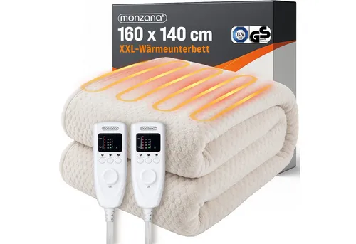 Deuba Heizdecke 160x140cm - Wärmeunterbett mit Timer und 5 Stufen - Heizdecke 160x140cm, ideal für gemütliche Nächte, mit Timer und 5 Temperaturstufen für individuellen Komfort. Hergestellt aus weichem Fleece in Beige.