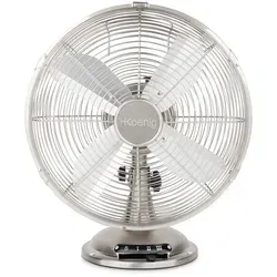 H.Koenig JOE48 Tischventilator - Designventilator aus Metall mit 3 Geschwindigkeitsstufen, leise und mit einem Neigungswinkel bis zu 90°. Ideal für angenehme Belüftung im Retro-Stil.