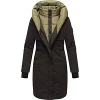 Navahoo Damen Mantel Snowelf Black - Lange Winter Steppjacke mit Kapuze - Funktionsjacken für kalte Tage: Stylischer, warmer Wintermantel mit wasserabweisendem Material und verstellbarem Taillenzug für individuelle Passform und optimalen Schutz vor Wind.