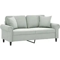 vidaXL 2-Sitzer-Sofa Hellgrau mit Zierkissen - Elegantes 2-Sitzer-Sofa aus weichem Samt mit stabiler Metallstruktur, ideal für gemütliche Abende und stilvolle Einrichtung. Inklusive dekorativer Zierkissen für zusätzlichen Komfort.