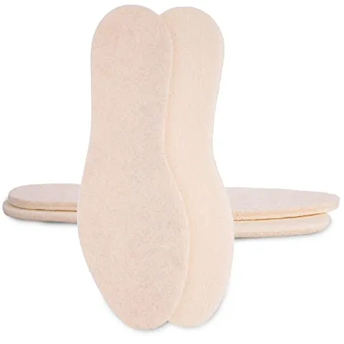 SULPO Winter-Einlagen mit Schafwolle - Extra dick, weich & warm - Thermo-Filzeinlagen aus 80% Wolle, 20% Polyester - Steife, robuste Schuheinlagen für Winterschuhe - Größen: 36-47, 2 Paare