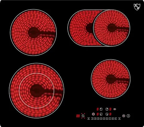 K H 4 Zonen Glaskeramikkochfeld - 59cm Elektro Autark mit 7200 Watt, leistungsstark und umweltfreundlich mit hochwertiger Touch-Control-Steuerung