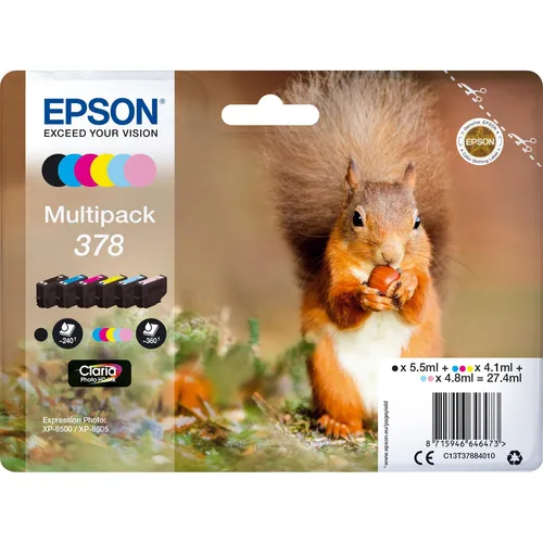 Epson MULTIPACK 6-COLOURS 378 - Druckerpatronen Set - Druckerpatronen für brillante Farben, enthält 6 Farben (LC, LM, BK, C, Y) für hochwertige Ausdrucke in Fotos und Dokumenten.