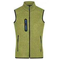 Men's Knitted Fleece Vest Strickfleece Weste mit Stehkragen grün/blau, Gr. L