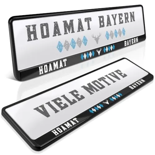 schildEVO 2 Kennzeichenhalter | FREISTAAT Bayern 04 | Hoamat | Alpen | Servus | München | Nürnberg | by | Nummernschildhalter | Kennzeichenrahmen | Auto PKW Kfz | DHL-Versand