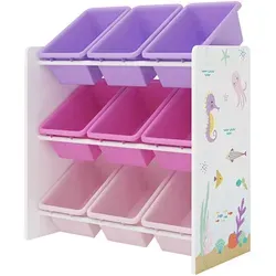 [en.casa] Kinderregal Muxía mit 9 Aufbewahrungsboxen in lila von en.casa