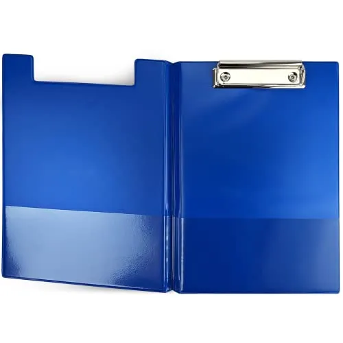 Netuno 1 Stück Klemmbrettmappe A5 Blau mit Deckel und Metallclip Schreibplatte aus Hartkunststoff Dokumentenhalter Schreibunterlage Clipboard Mappe mit Bügelklemme