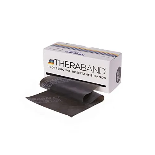 Thera-Band Übungsband 5,5 m - spez. stark / schwarz - Widerstandsbänder für vielseitiges Training, ideal für Therapie, Fitness und Sport. Bietet linearen Kraftaufbau und verbessert Kraft, Mobilität und Flexibilität. Hergestellt aus reinem Latex.