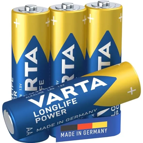 VARTA Longlife Power AA Batterien, 4 Stück - Alkaline-Batterien, 1,5V, ideal für Spielzeug und Taschenlampen, langlebig und Made in Germany