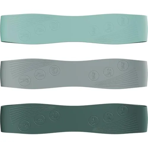 NEOLYMP Pilates Fitnessbänder - Silikon Resistance Bands 3er Set – 3 Widerstandsstufen 9/14/18 kg – Gymnastikband rutschfest für Pilates, Yoga & Bauch Beine Po (Berry)