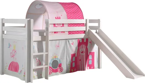 Spielbett >PINO< in Kiefer massiv weiß lackiert - 210x114x218 (BxHxT)