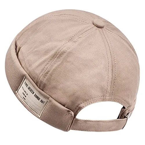 CLAPE Docker Cap Herren Damen Docker Baumwolle Mütze Seemannsmütze Kappe Ohne Schirm Verstellbarer Beanie Kopfbedeckung Brimless Hat Khaki GD21