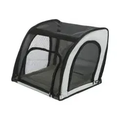 Trixie Autositz für Hunde - 44x37x40 cm, Grau Schwarz, sicherer und komfortabler Transport mit herausnehmbarem Kissen und Befestigungsgurten