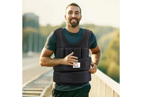 HOMCOM Gewichtsweste mit herausnehmenbar Gewichten, Klettverschlüsse, (Trainingsweste, 1-tlg., Laufweste), für Muskelaufbau Krafttraining, Laufen, Fitness, Cross Training