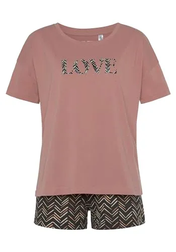 VIVANCE DREAMS Shorty für Damen, Gr. 36/38, aprikose - Modischer Homewear-Shorty aus 100% Baumwolle mit ethno-motiviertem Druck und losem Schnitt, ideal für entspannte Nächte.