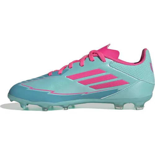 Adidas F50 LEAGUE FG/MG MESSI Kinder - Blau - Fußballschuhe für Kinder, optimiert für Speed und Beweglichkeit mit flexiblem HybridTouch Obermaterial und vielseitiger Außensohle für besten Grip auf verschiedenen Böden.