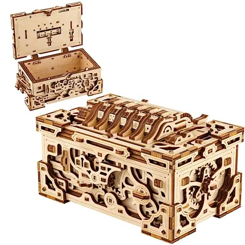 Wood Trick Enigma Chest Lock Box hölzerne 3D-Puzzles für Erwachsene und Kinder zu bauen - Engineering DIY Projekt mechanische Modell-Bausätze für Erwachsene Holzmodelle