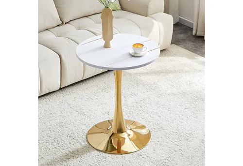 Okwish Beistelltisch Weiß, 60 cm – Stilvoller Mid-Century Akzent