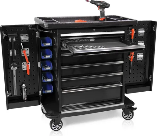 Werkzeugwagen Seitenklappen Pro Serie schwarz