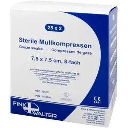 Mullkompressen 7,5x7,5 cm steril 8-fach 25X2 St