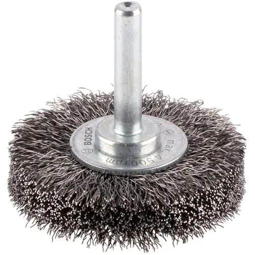 Bosch 1x PRO Steel Longlife Scheibenbürste, gewellter Draht für 6‑mm-Zylinderschaft und Bohrer (Ø 50 mm, Professional Zubehör Bohrmaschine/Schrauber)
