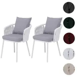 HWC-P89 2er-Set Aluminium-Gartenstuhl mit Seilgeflecht