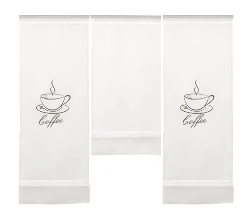 Design Mini Flächenvorhang Set Bestickt Kaffee Coffee in blau von Clever-Kauf-24