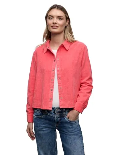 Street One Langarmbluse Damen Gr. 46 in striking coral - Moderne Langarmbluse von Street One aus 100% Baumwolle in stylischer Cord-Optik. Der V-Ausschnitt und die entspannte Passform machen sie ideal für lässige Outfits.